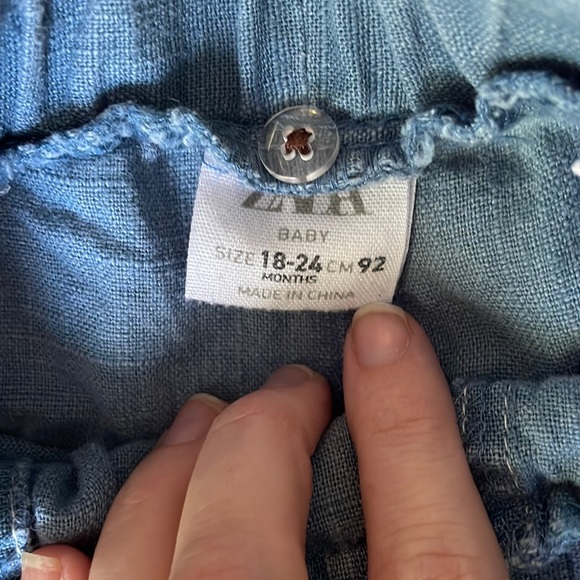 Zara blue linen pants with suspenders - Picture 4 of 4